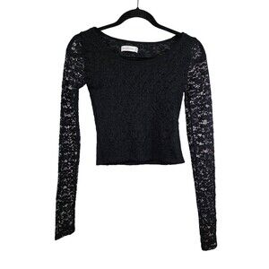Abercrombie & Fitch Top Womans Extra Small Black Lace Top Stretchy Y2K Retro